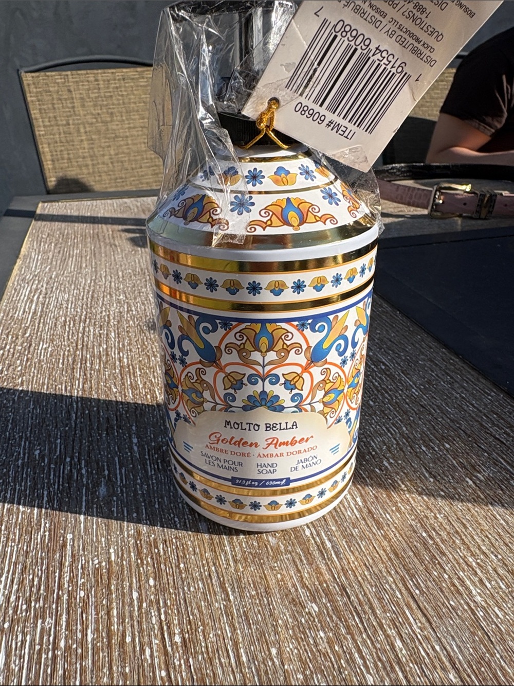 Molto Bella Golden Amber Hand Soap in Decorative bottle